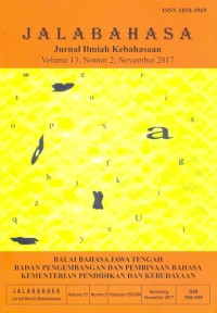 Jalabahasa: jurnal ilmiah kebahasaan volume 13, nomor 2, november 2017