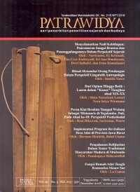 Patrawidya : seri penerbitan penelitian sejarah dan budaya vol.19 no.3 desember 2018