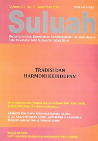 Suluah : Media Komunikasi Kesejarahan, Kemasyarakatan dan Kebudayaan Balai Pelestarian Nilai Budaya Sumatera Barat [volume 21, no. 1, Desember 2018]