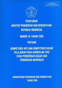 Peraturan Menteri Pendidikan dan Kebudayaan Republik Indonesia nomor 50 tahun 2016 tentang pedoman evaluasi organisasi di lingkungan Kementerian Pendidikan dan Kebudayaan