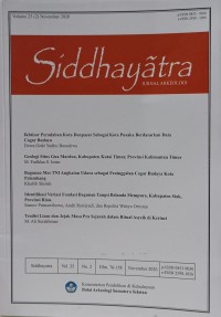 Siddhayatra: Jurnal Arkeologi volume 25 (2), November 2020