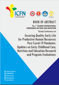 Book of abstract the 1st SEAMEO international  conference on food and nutrition : ensuring quality early life for productive human resources post covid-19 pandemic : updates on early childhood care, nutrition and education research and program evaluations