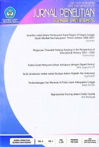 Jurnal penelitian : sejarah dan budaya volume 6 nomor 1, Mei 2020