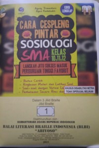 Cara cespleng pintar sosiologi SMA kelas 10, 11, 12 jilid braille 1