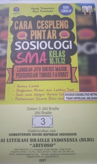 Cara cespleng pintar sosiologi SMA kelas 10, 11, 12 jilid braille 3