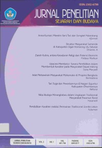 Jurnal penelitian : sejarah dan budaya Vol. 3, No.1  Tahun 2017