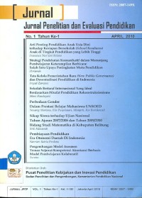 Jurnal Penelitian dan Evaluasi Pendidikan No. 1 Tahun ke-1 april 2010