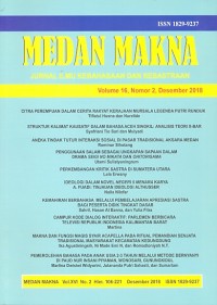 Medan makna jurnal Ilmu kebahasaan dan kesastraan volume 16, nomor 2, desember 2018