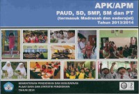 Apk/apm paud, sd, smp, sm dan pt (termasuk madrasah dan sederajat) tahun 2013/2014
