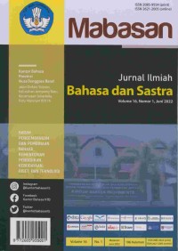 Mabasan : jurnal ilmiah bahasa dan sastra volume 16, nomor 1, Juni 2022